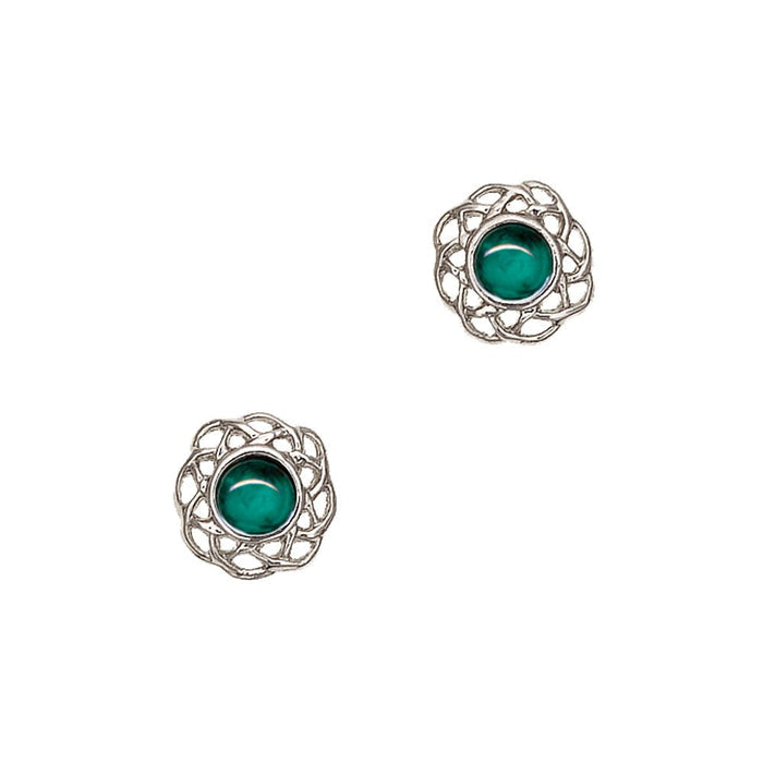 Art Pewter Celtic Birthstone Earrings - Silver Plated Pewter - Made in Scotland - Heritage Of Scotland - May (Emerald)