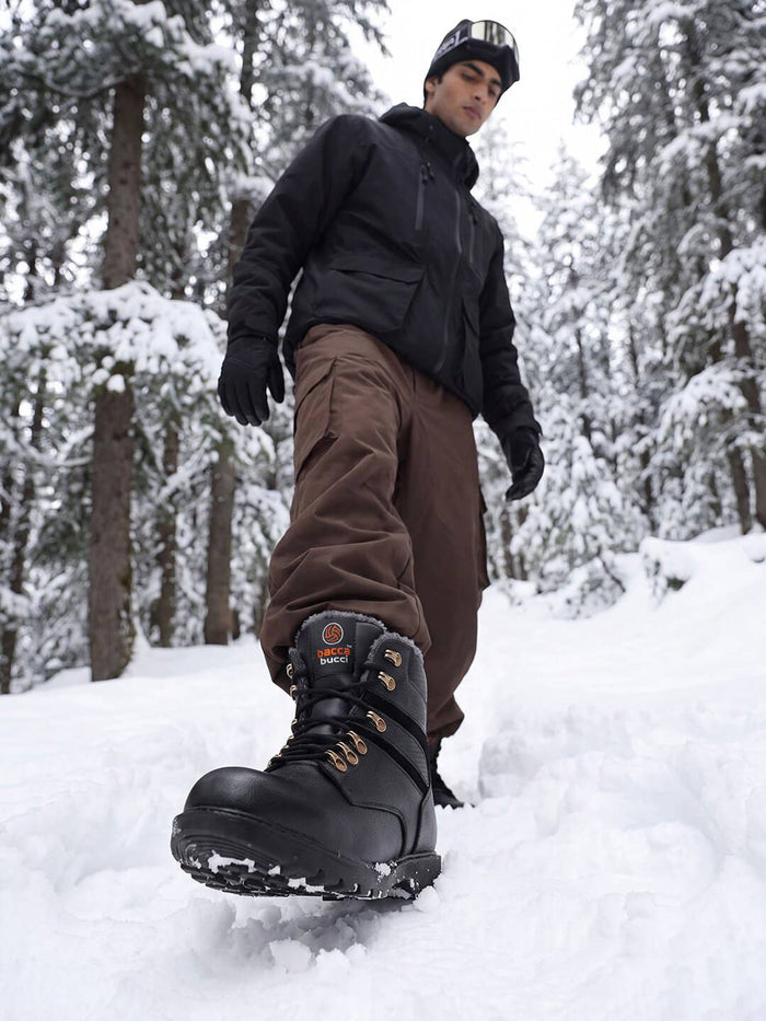 Bacca Bucci 6 Inches Steel Toe Cap Genuine Leather Boots with Fur
