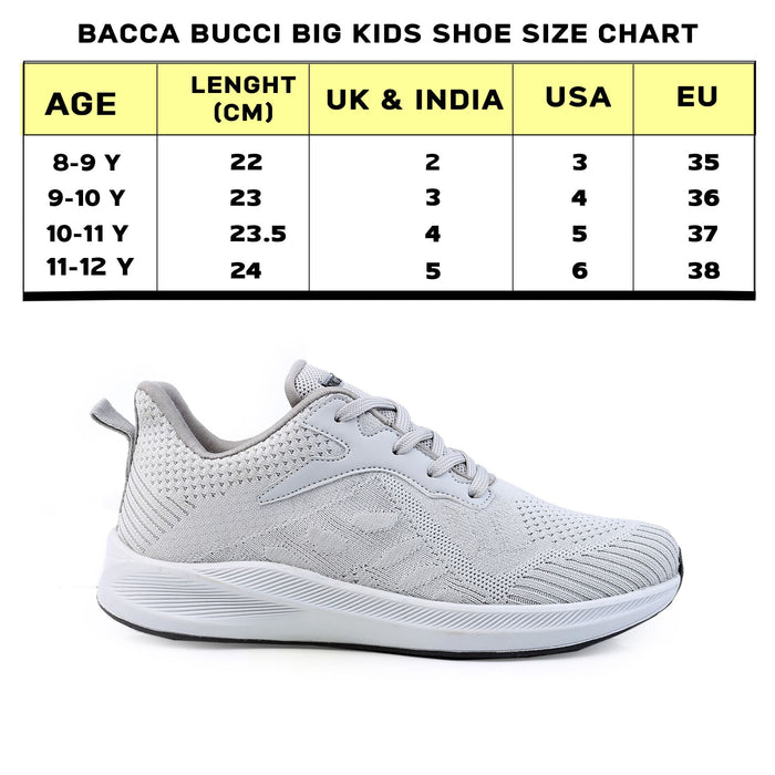 Bacca Bucci Boys or Girls Essential Knit Athletic Running Sports Sneaker | Non-Slip | Light weight | Breathable (Age: 8 year to 12 years)