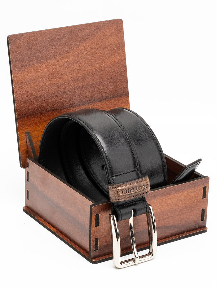 Bacca Bucci Classic Leather Belt with Metal Buckle