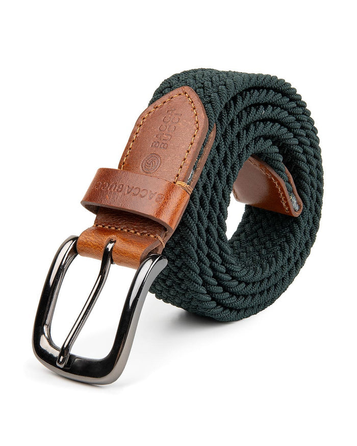 Bacca Bucci Men's Premium Elastic Braided Stretch Belt—Perfect for Golf, Casual, and Everyday Wear