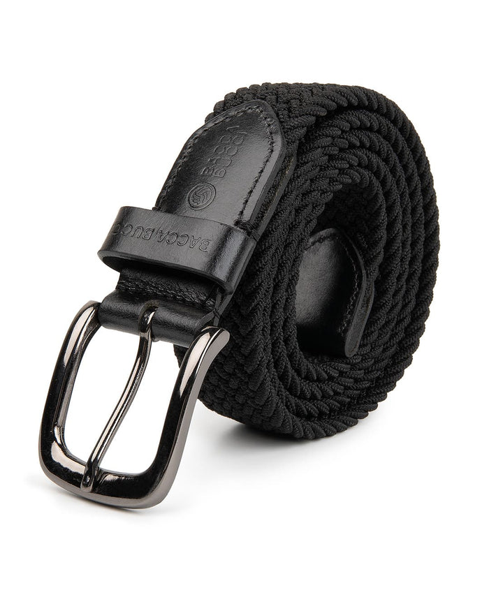 Bacca Bucci Men's Premium Elastic Braided Stretch Belt—Perfect for Golf, Casual, and Everyday Wear