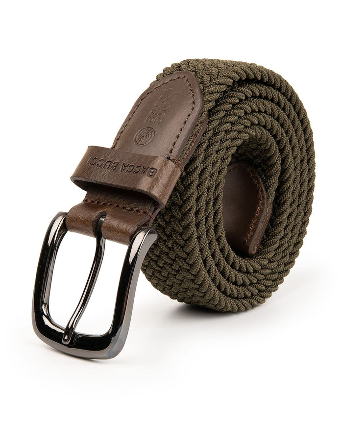 Bacca Bucci Men's Premium Elastic Braided Stretch Belt—Perfect for Golf, Casual, and Everyday Wear