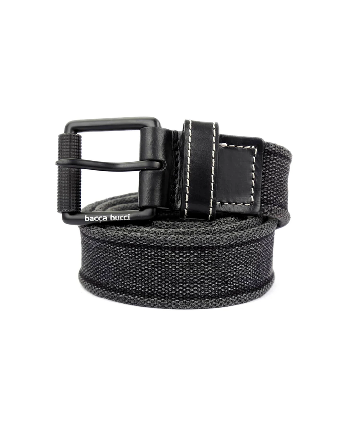 Bacca Bucci Water-Washed Canvas Belt with Genuine Leather Component