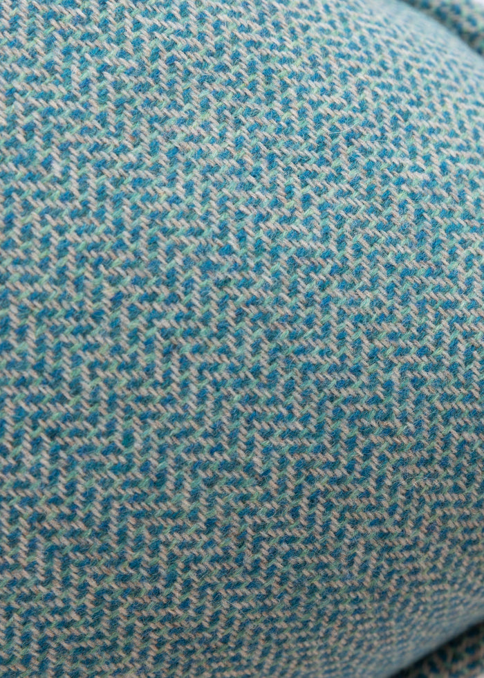 Ballyartella Cushion Kingfisher Turquoise Mint Herringbone