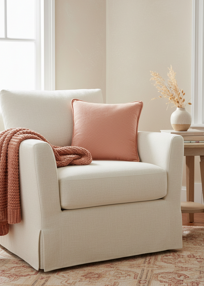 Ballyartella Cushion Orange Papaya Brick Herringbone