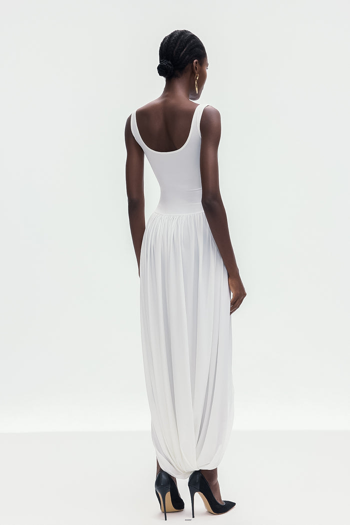 Bellamy Asymmetric Ruch Sleeveless Maxi Dress