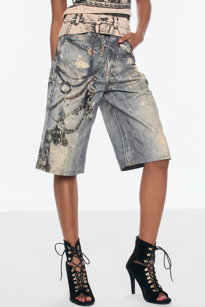 Birdie Print Midi Jeans