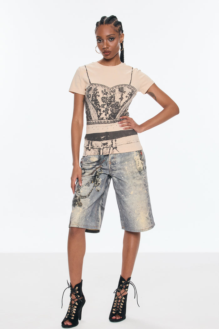 Birdie Print Midi Jeans