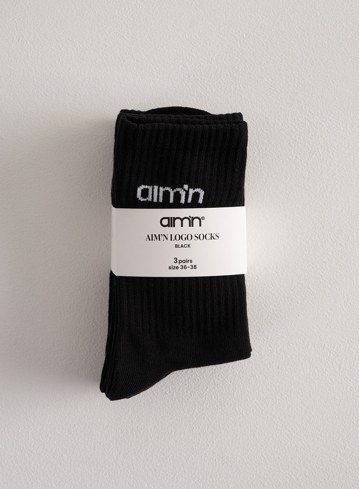 Black Aim'n Logo Socks 3-Pack