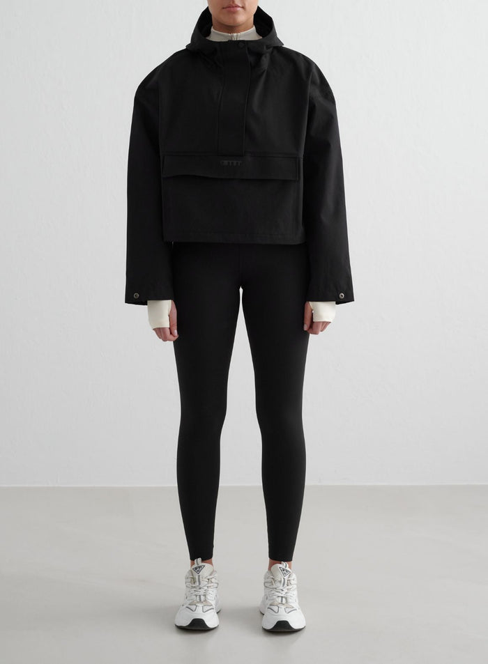 Black Cropped Waterproof Anorak