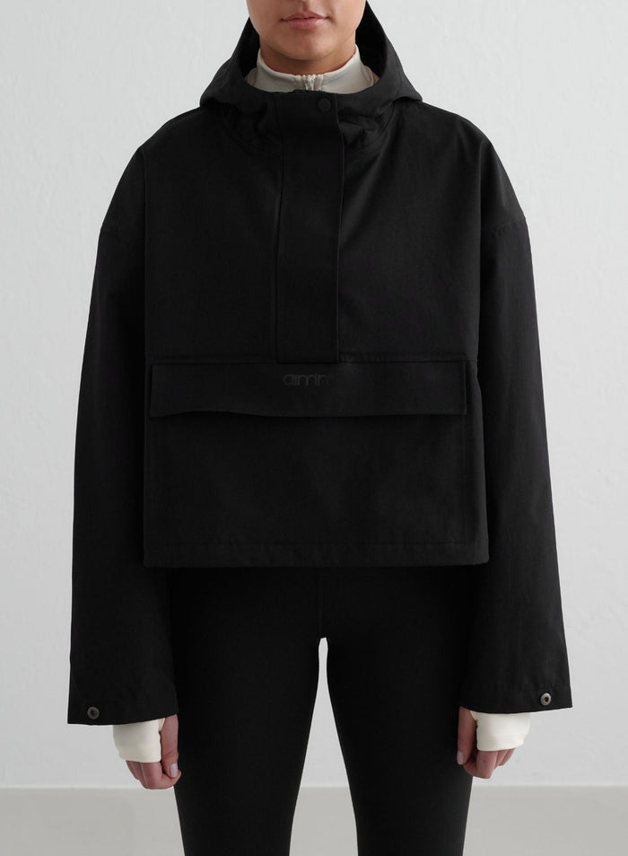 Black Cropped Waterproof Anorak