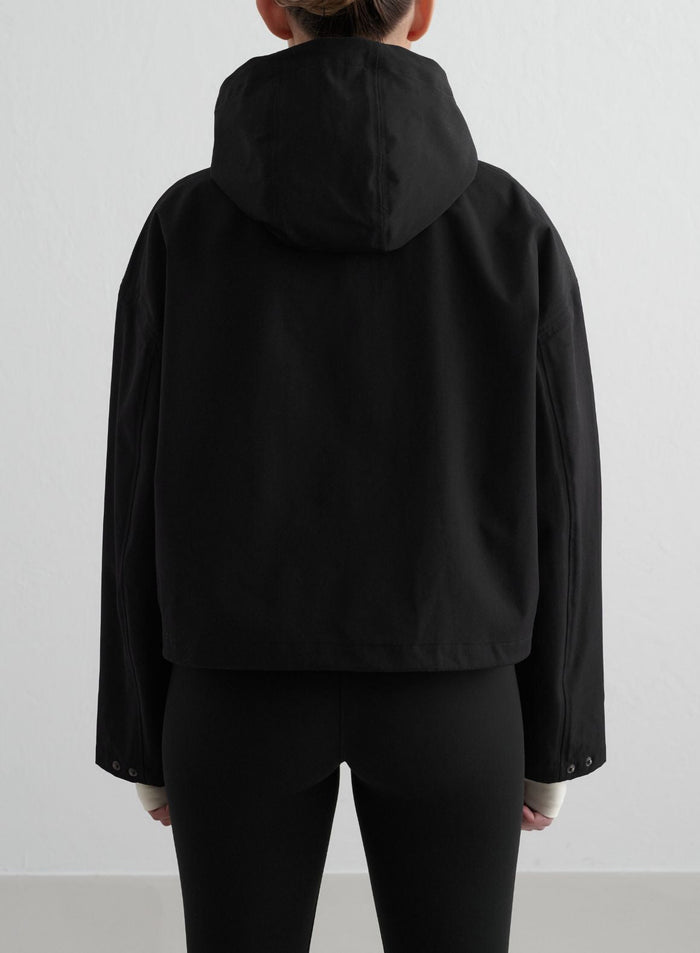 Black Cropped Waterproof Anorak
