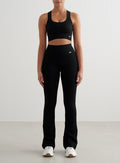 Black Ribbed Seamless Flare Tights