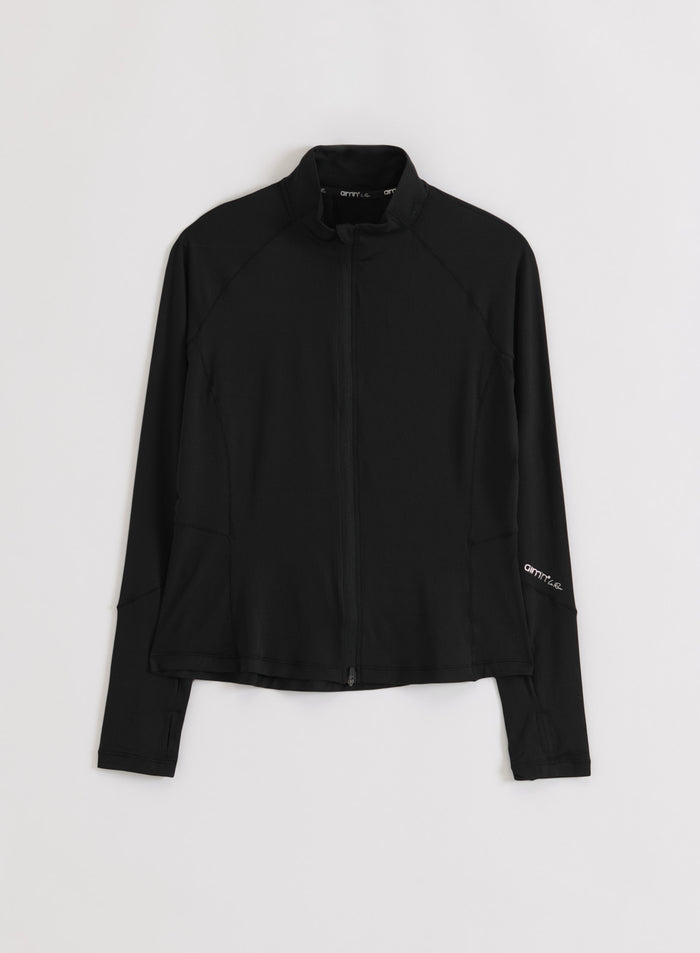 Black Running Zip Long Sleeve