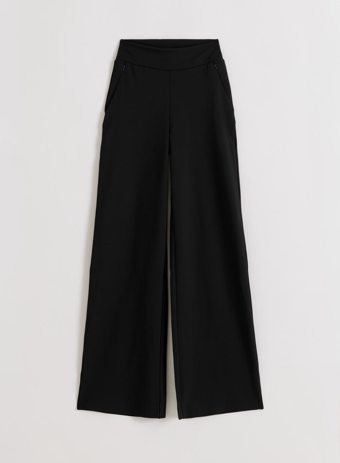 Mustat aim'n Sense Tall Pants -housut, joissa on korkea vyötärö ja leveät lahkeet tasokuvassa.
