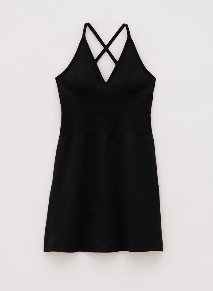 Black Shape Seamless Deep Cut Dress