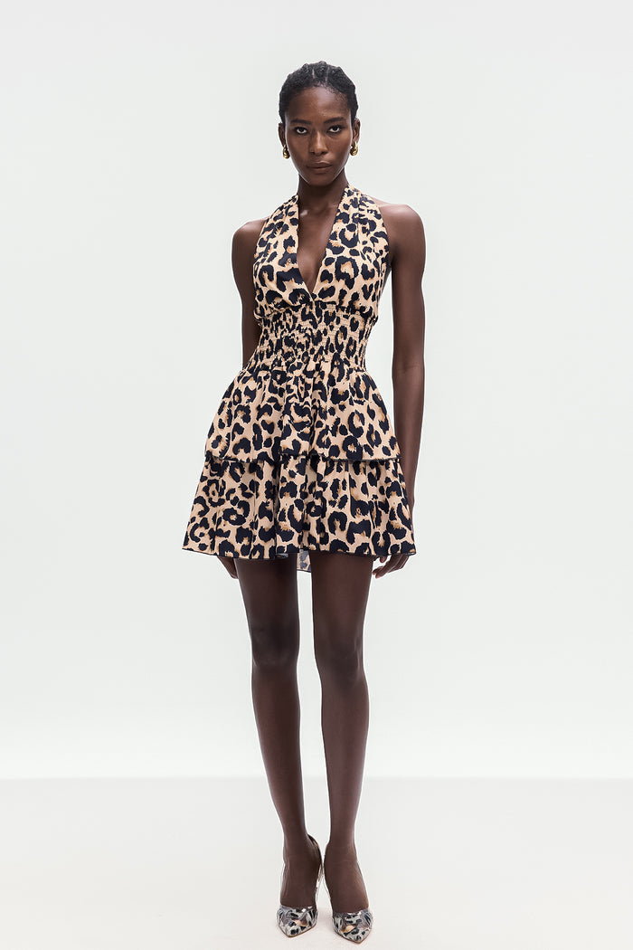 Bolek Leopard Ruffle Mini Dress