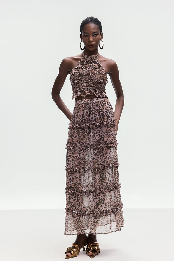 Boniface Leopard Ruffle Skirt Set