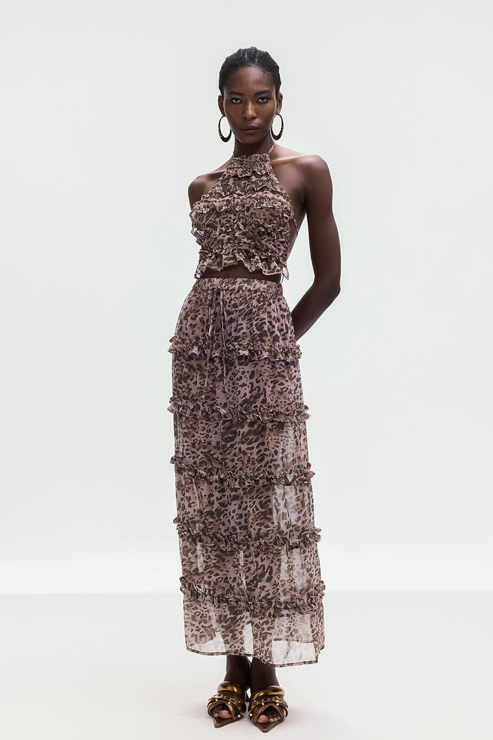 Boniface Leopard Ruffle Skirt Set