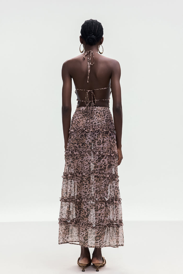 Boniface Leopard Ruffle Skirt Set