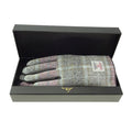 Boxed Harris Tweed and Brown Leather Ladies Gloves in Soft Pink Buchanan (COL134) - Heritage Of Scotland - Large