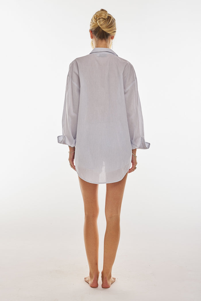 This is an image of Boxer Short in Cloud - RESA featuring a model wearing the dress