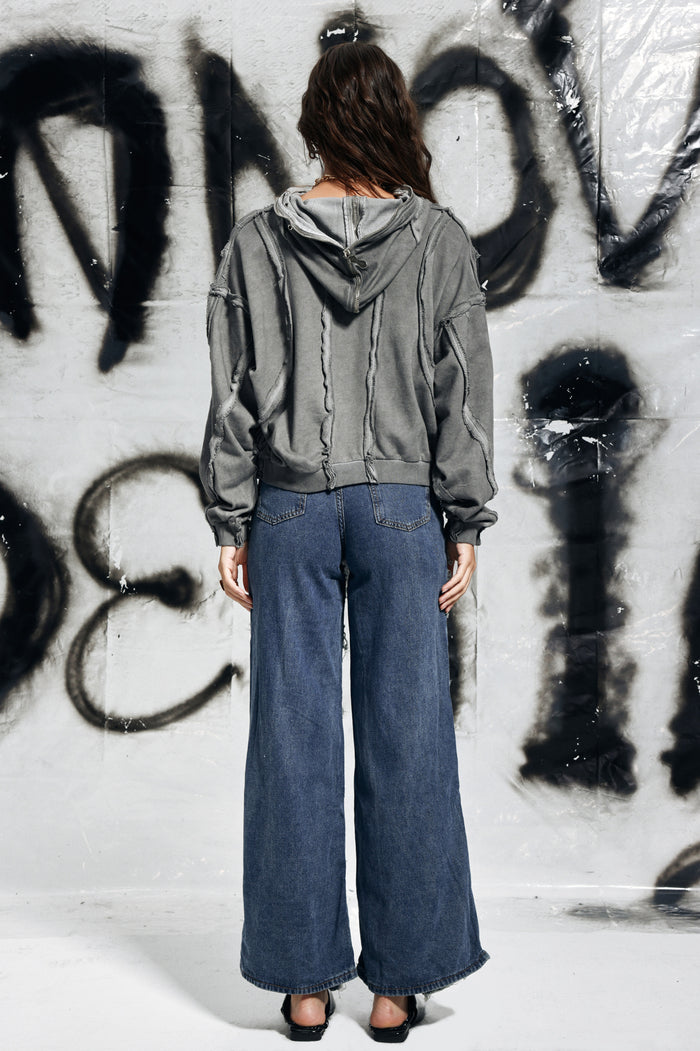 Campbell Torn Fringe Jeans In Blue