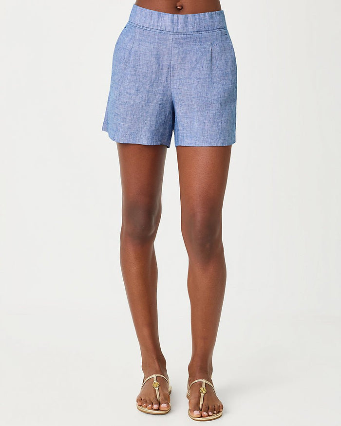 Lilly Pulitzer - Captina Linen Short - Starlight Navy X Resort White