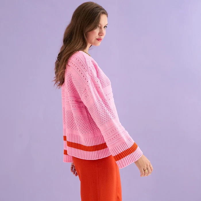 Cara & The Sky Judith V Neck Jumper in Pink - Crush Marketplace