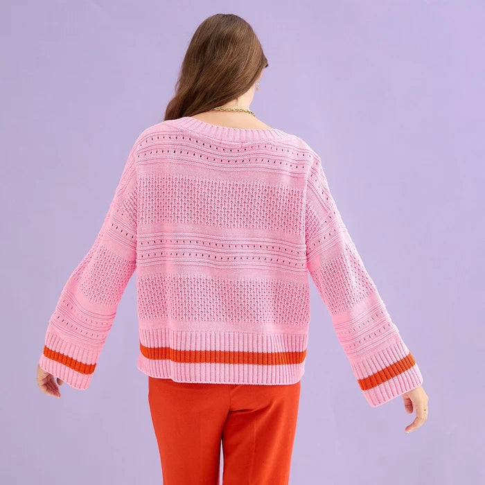 Cara & The Sky Judith V Neck Jumper in Pink - Crush Marketplace