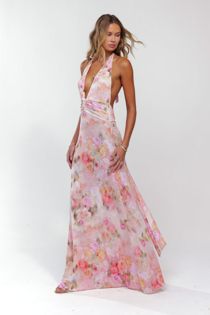 This is an image of Chelsea Maxi Dress in Aspen - RESA featuring a model wearing the dress