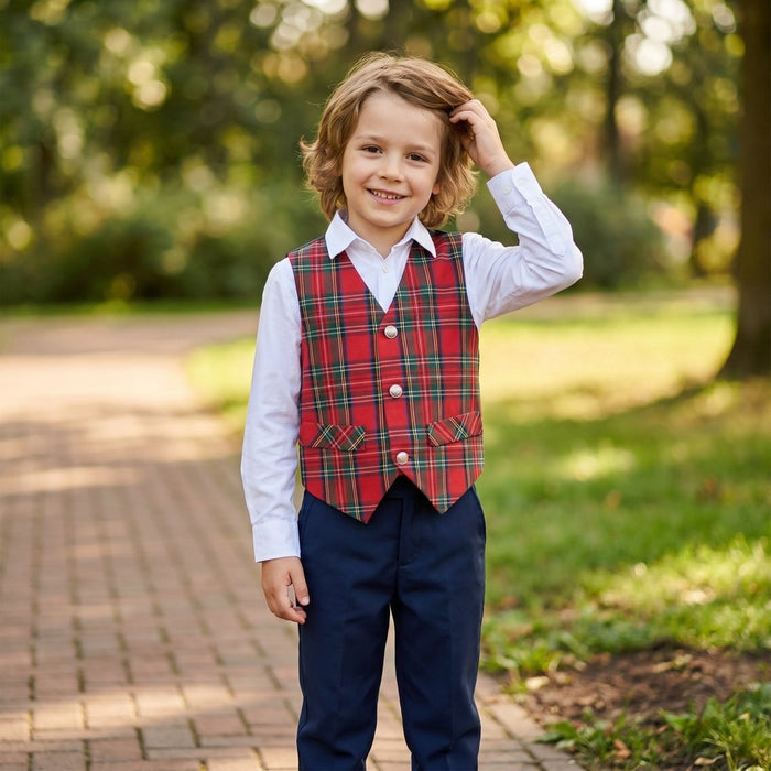 Children’s Tartan Waistcoat Royal Stewart - Heritage Of Scotland - 1yr