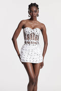 Chiram Dot Corset Ruch Skirt Set