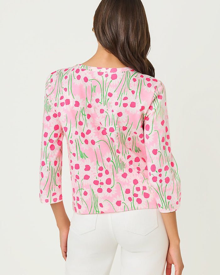 Lilly Pulitzer - Clairmont Three Quarter Sleeved Trimmed Knit Top - Resort White