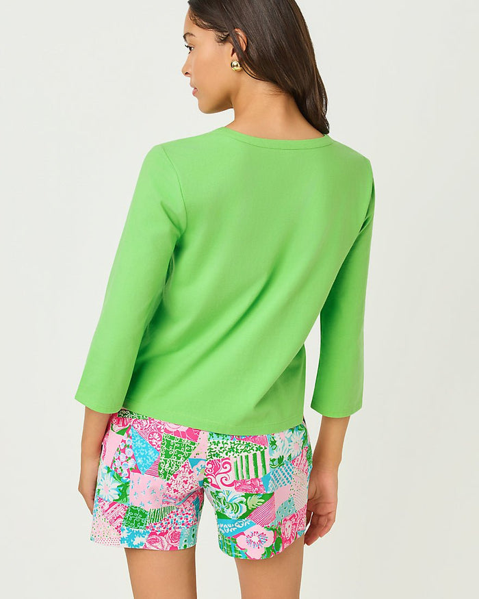 Lilly Pulitzer - Clairmont Three Quarter Sleeved Trimmed Knit Top - Resort White