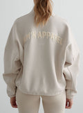 Clay-sävyinen aim'n Campus Sweat Zip Jacket takaapäin, jossa on pehmeä ja kotoisa teddy-kuviointi.