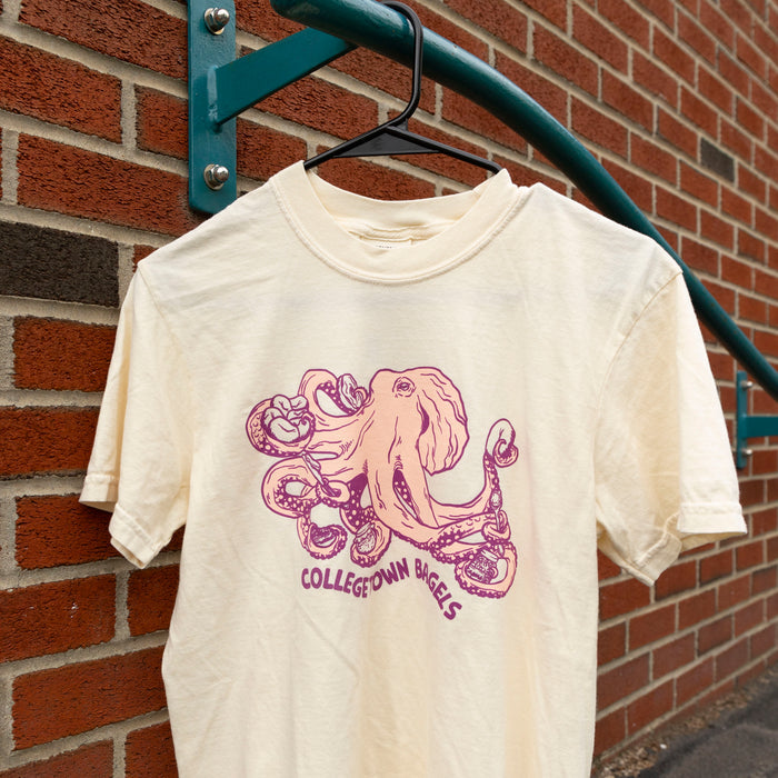 Collegetown Bagels Short Sleeve Cream Octopus Tee