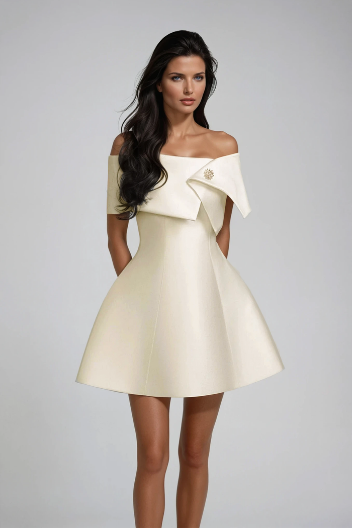 Danielle Off Shoulder Asymmetric Mini Dress