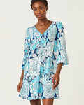 Lilly Pulitzer - Danika Three Quarter Sleeve Tunic Dress - Capri Blue Rosanna