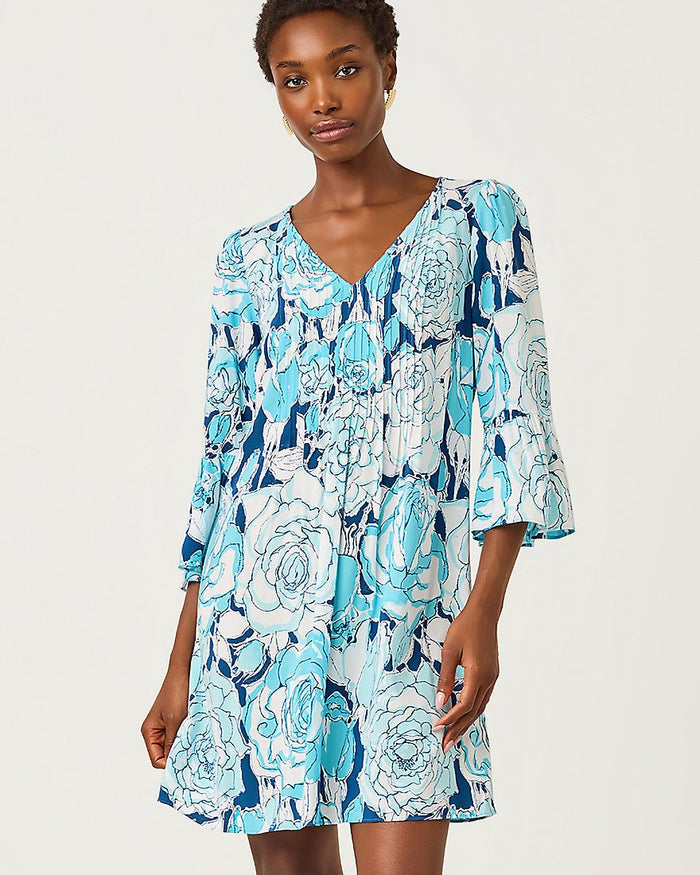 Lilly Pulitzer - Danika Three Quarter Sleeve Tunic Dress - Capri Blue Rosanna