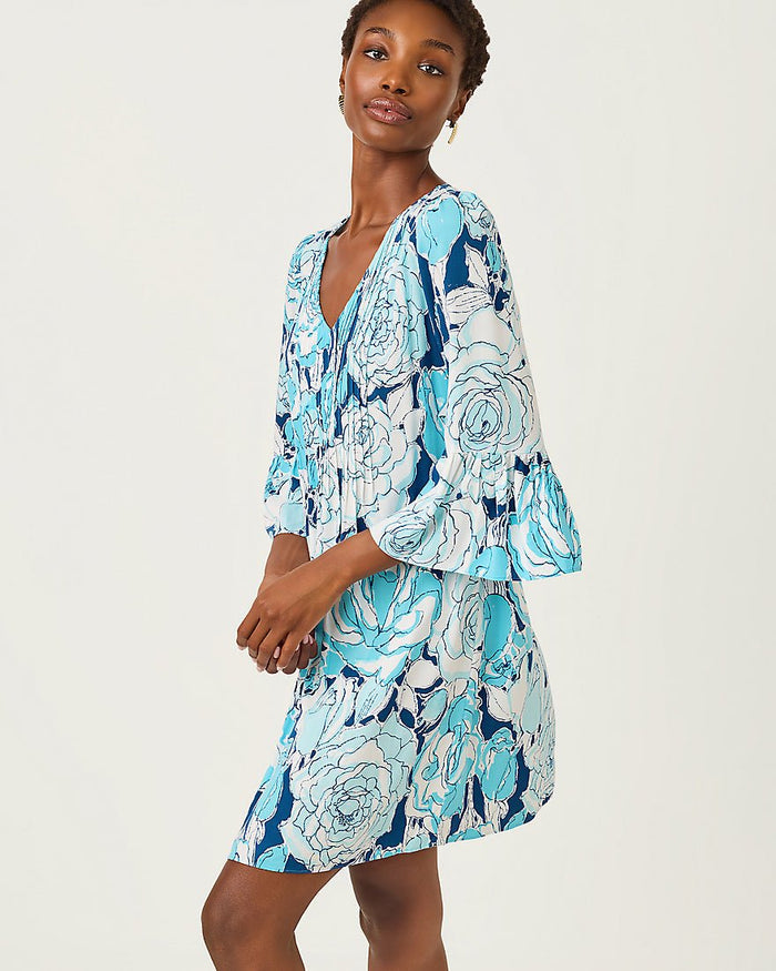Lilly Pulitzer - Danika Three Quarter Sleeve Tunic Dress - Capri Blue Rosanna