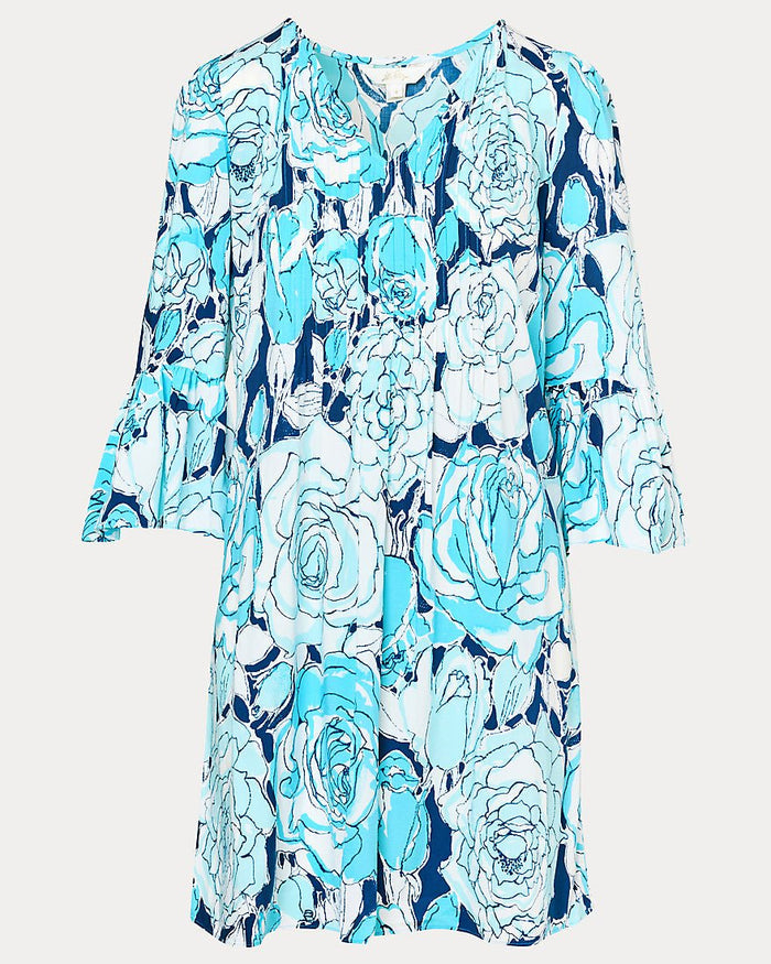 Lilly Pulitzer - Danika Three Quarter Sleeve Tunic Dress - Capri Blue Rosanna