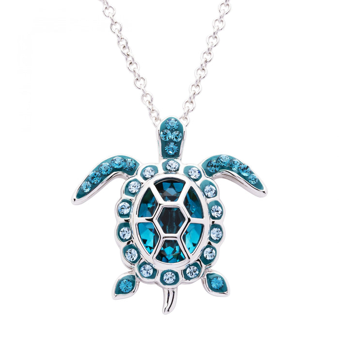 December Turtle Birthstone Pendant With Swarovski Crystals