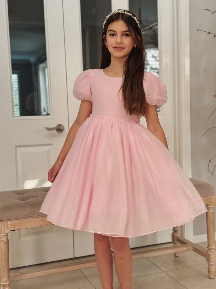 Delia Girls Light Pink Dress - Flower Girl Dress - A Little Lacey