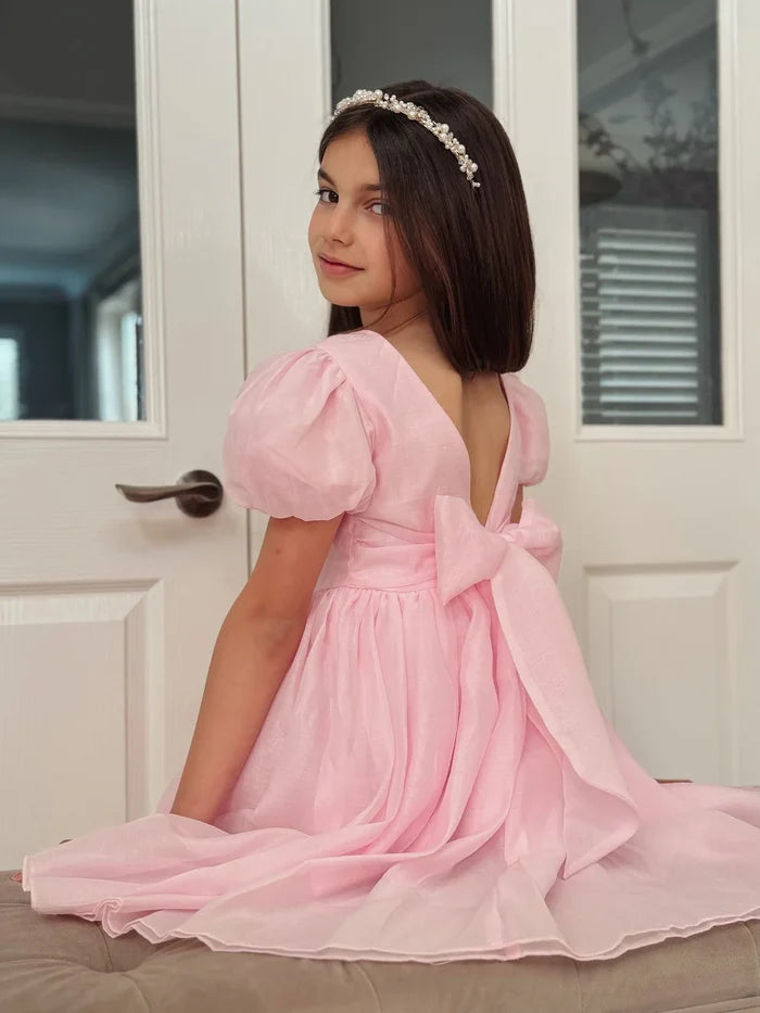 Delia Girls Light Pink Dress - Flower Girl Dress - A Little Lacey