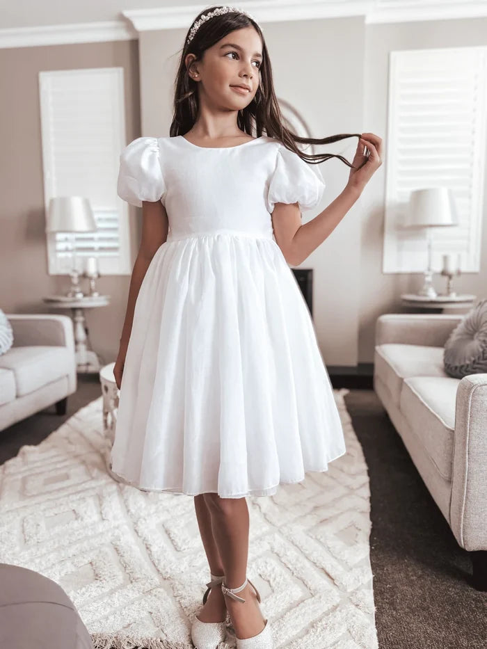 Delia Girls White Dress - Flower Girl Dress - A Little Lacey