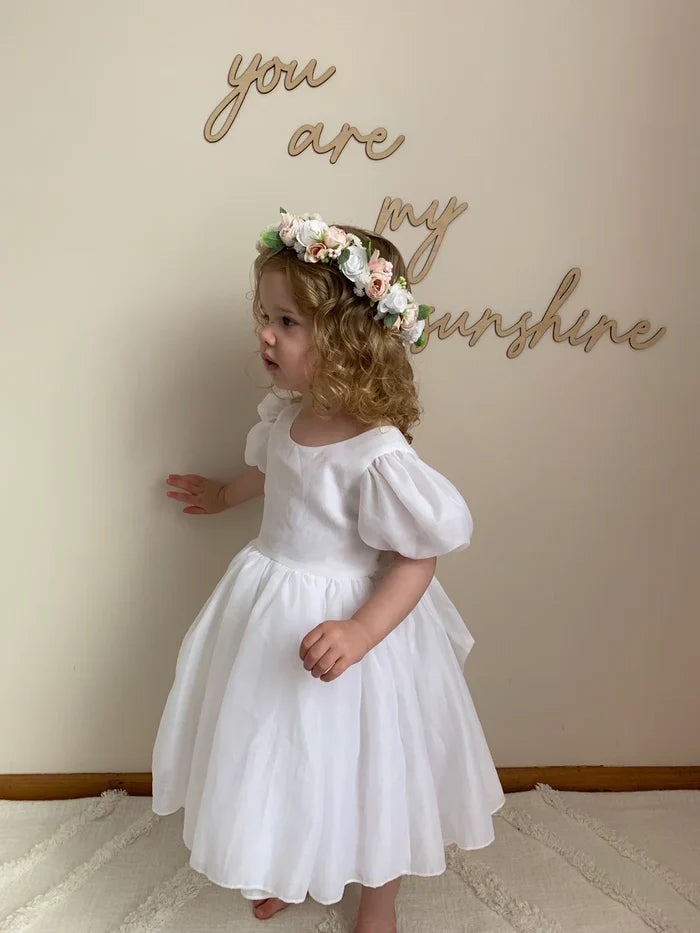Delia Girls White Dress - Flower Girl Dress - A Little Lacey