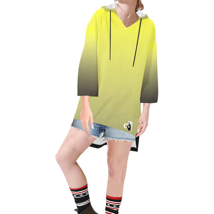 Descendants of the Island Rainjacket Women's V-neck Step Hem Tunic Hoodie (Model H25)