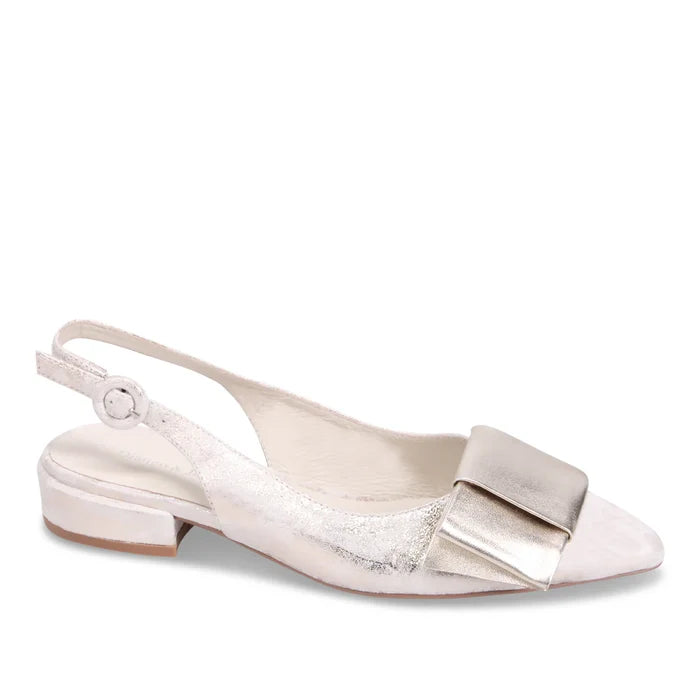 Django & Juliette EVENNING Slingback Flats in Gold & Beige
